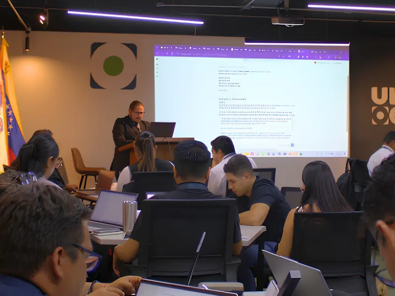 Capacitación en inteligencia artificial de Black Ring Business con un grupo grande