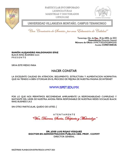Constancia de la Universidad Villanueva Montaño